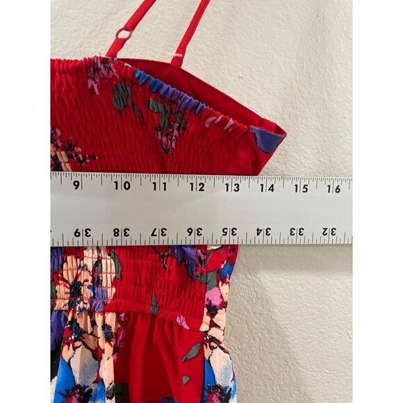 BAND OF GYPSIE WOMENS MAXI RED FLORAL RED DRESS BUSTIER SUMMER SLEEVELESS SIZE S - Picture 7 of 7
